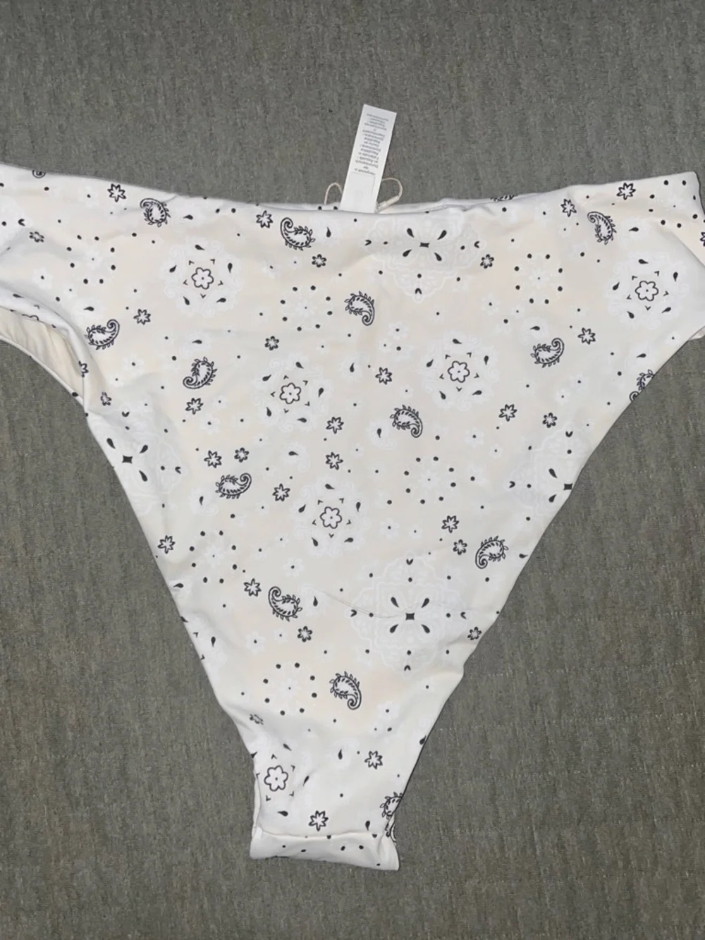 SKIMS Cream Bikini Bottoms with Black Paisley Print Accents